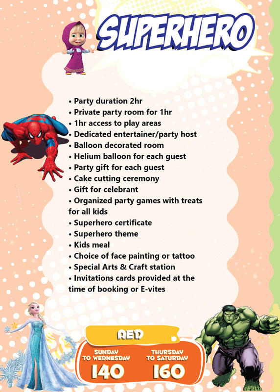 Super Hero Party Package
